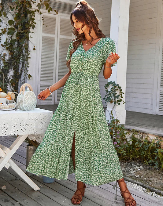 Vestido floral en V