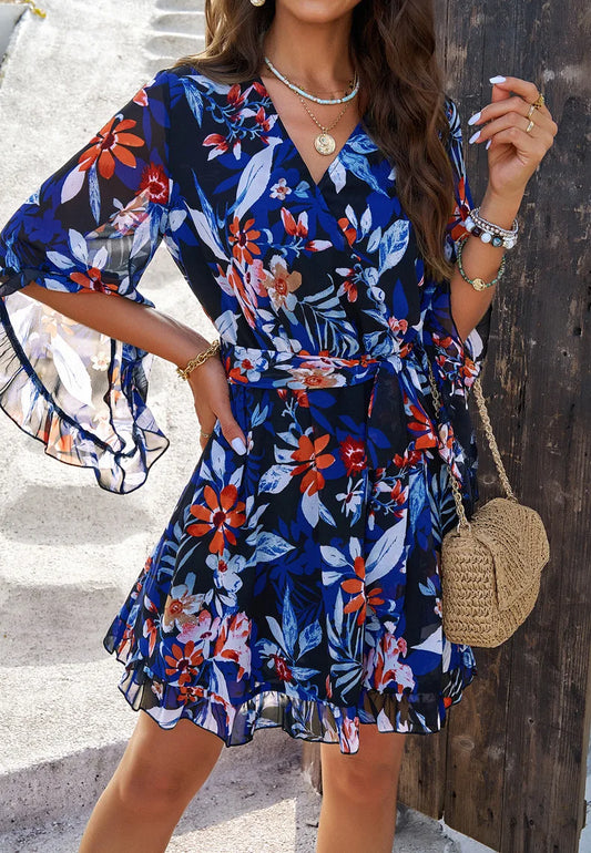 Vestido en V floral